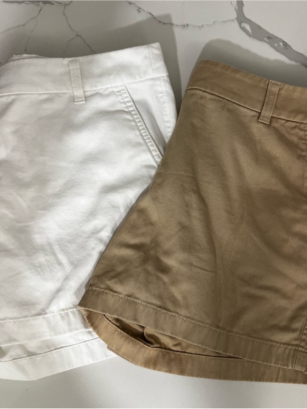 J. Crew Factory White and Khaki Cotton Bermuda Shorts Duo